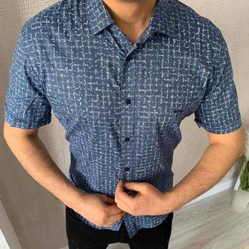 Рубашка Nik (M-2XL) 56126 blue (лето) Nik 56126 blue