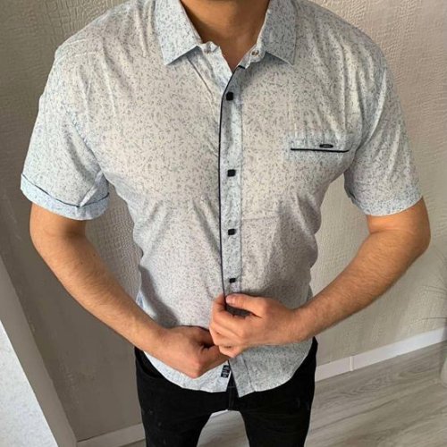 Рубашка Nik (M-2XL) 56127 l.blue (лето) Nik 56127 l.blue