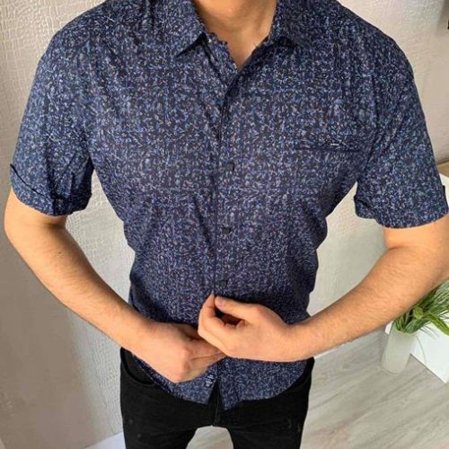 Рубашка Nik (M-2XL) 56128 navy (лето) Nik 56128 navy
