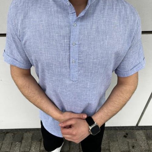 Рубашка Nik (M-2XL) 56286 blue (лето) Nik 56286 blue