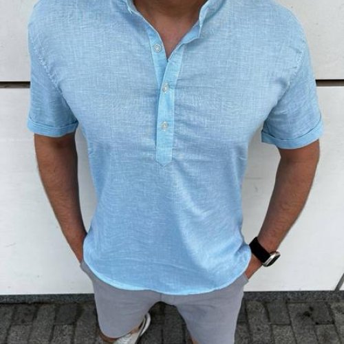 Рубашка Nik (M-2XL) 56289 l.blue (лето) Nik 56289 l.blue