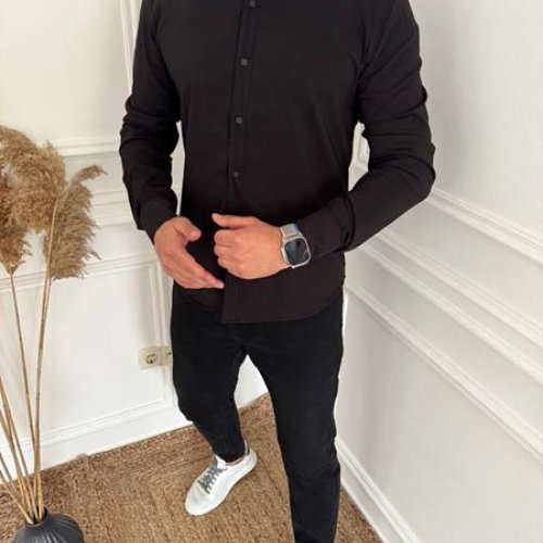 Рубашка Nik (M-2XL) 56292 black (деми) Nik 56292 black