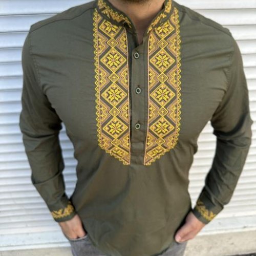 Вышиванка Nik (S-3XL) 56331 khaki (деми) Nik 56331 khaki