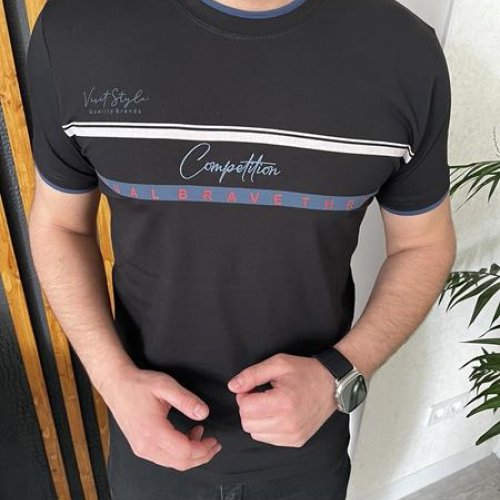 Футболка Nik (M-2XL) 56336 black (лето) Nik 56336 black