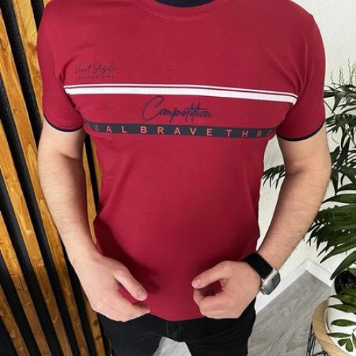Футболка Nik (2XL-5XL) 56347 wine (лето) Nik 56347 wine