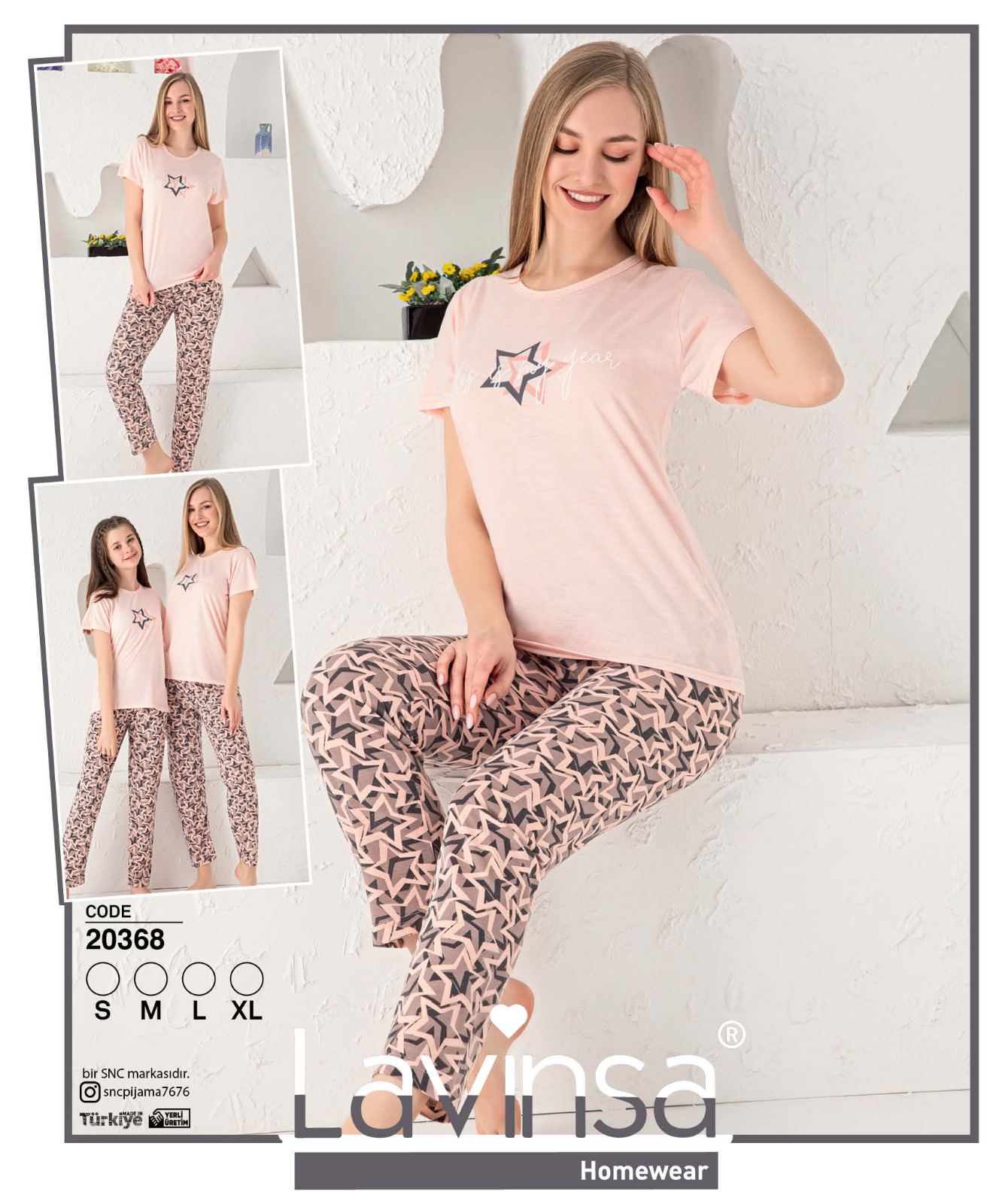 Пижама Lindros (S-XL) 20368 peach (лето)