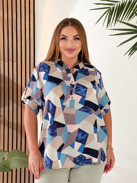 Блузка JJF (3XL-6XL) 8805-1 blue (лето)