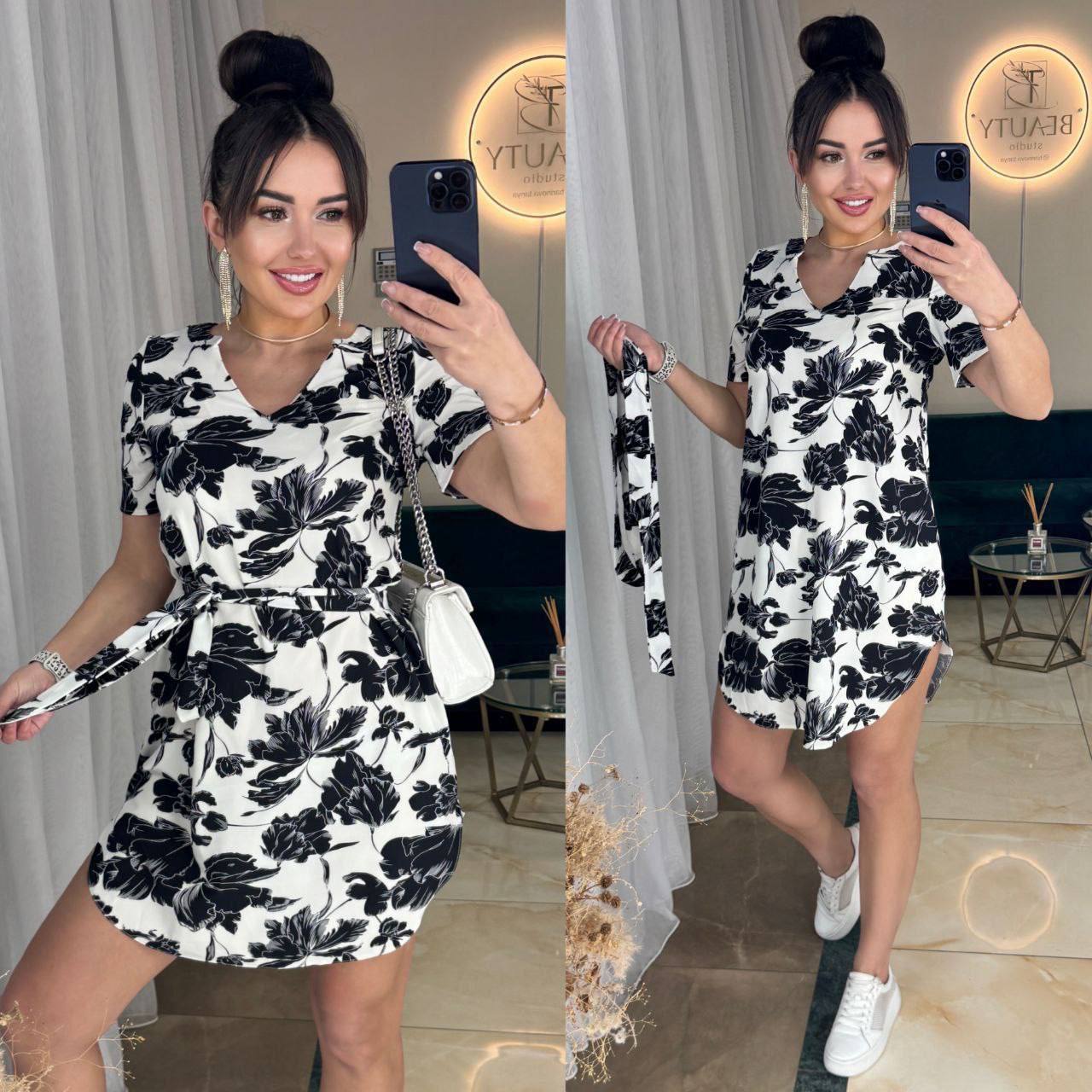 Платье Arina (42-48) 2417 white-black (лето)
