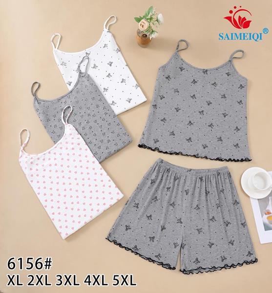 Пижама Saimeiqi (XL-5XL) 6156 grey бантик (лето)