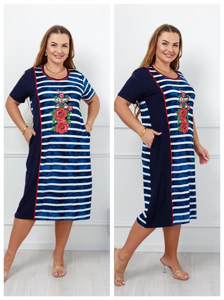 Платье Dra Gon (L-3XL) DG33 navy (лето)