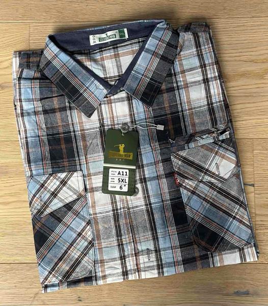 Рубашка Nik (XL-5XL) A11 black-l.blue (деми)