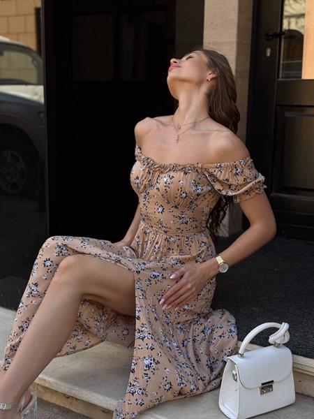 Платье Arina (42-48) 7047 beige (лето)