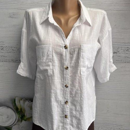 Рубашка New Season (S-XL) 8590 white (лето) New Season 8590 white