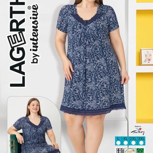 Ночнушка Cotpark (L-3XL) 1195 blue (лето) Cotpark 1195 blue