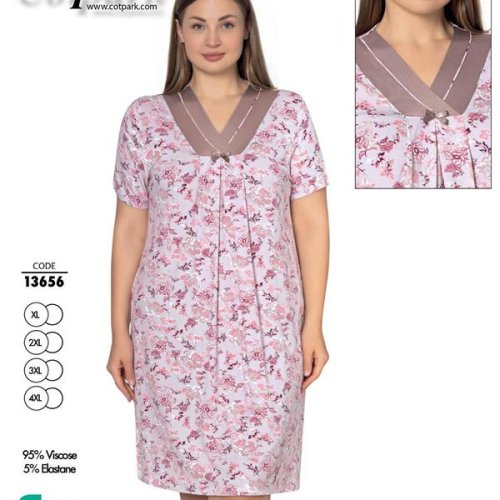 Ночнушка Cotpark (XL-4XL) 13656 pink (лето) Cotpark 13656 pink