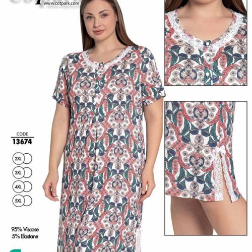 Халат Cotpark (2XL-5XL) 13674 white (лето) Cotpark 13674 white