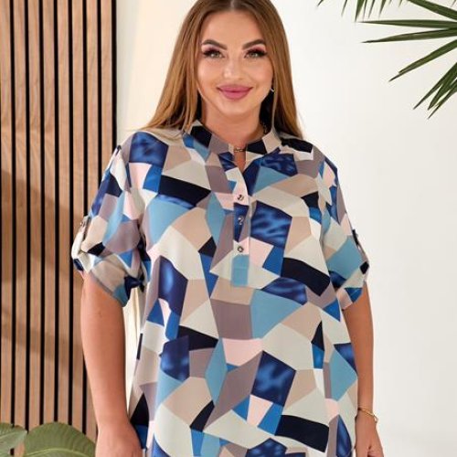 Блузка JJF (3XL-6XL) 8805-1 blue (лето) JJF 8805-1 blue