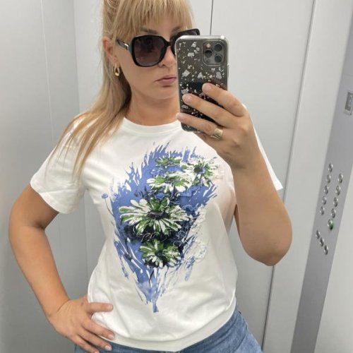Футболка LIDA (50-60) 3721 white-l.blue (лето) LIDA 3721 white-l.blue
