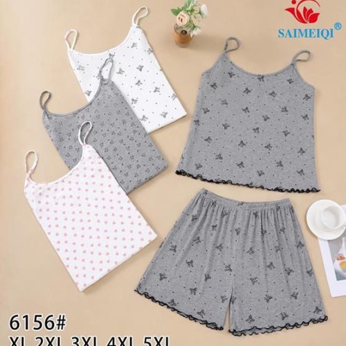 Пижама Saimeiqi (XL-5XL) 6156 white-pink (лето) Saimeiqi 6156 white-pink