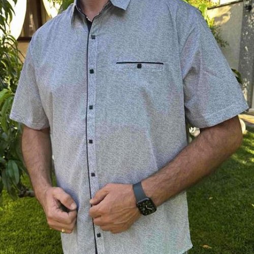 Рубашка Nik (3XL-6XL) 56409 grey (лето) Nik 56409 grey