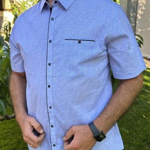 Рубашка Nik (3XL-6XL) 56411 l.blue (лето) Nik 56411 l.blue