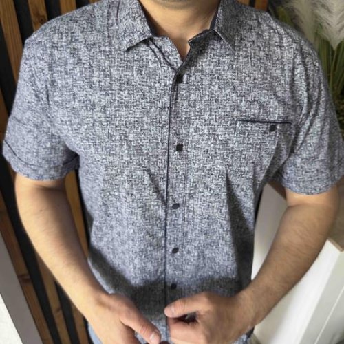 Рубашка Nik (6XL-9XL) 56418 grey (лето) Nik 56418 grey