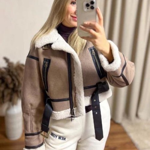 Дубленка Yafeier (S-L) 577 beige (зима) Yafeier 577 beige