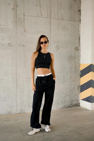 Штаны спорт Little Secret (M-XL) 19717 black (деми)