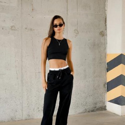 Штаны спорт Little Secret (M-XL) 19717 black (деми) Little Secret 19717 black