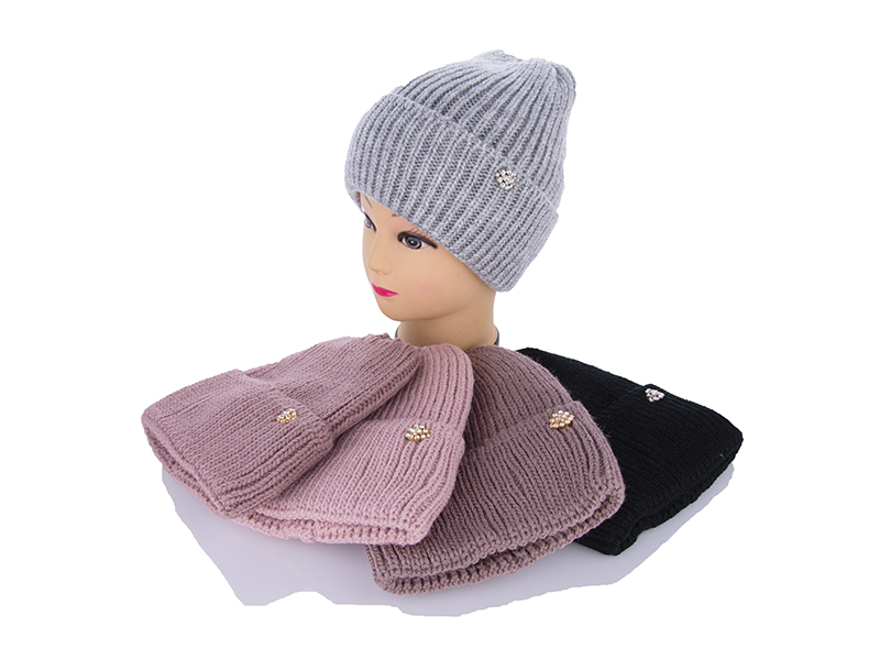 Шапка Angelica (56-60) KW001-6 на флісі mix (зима)