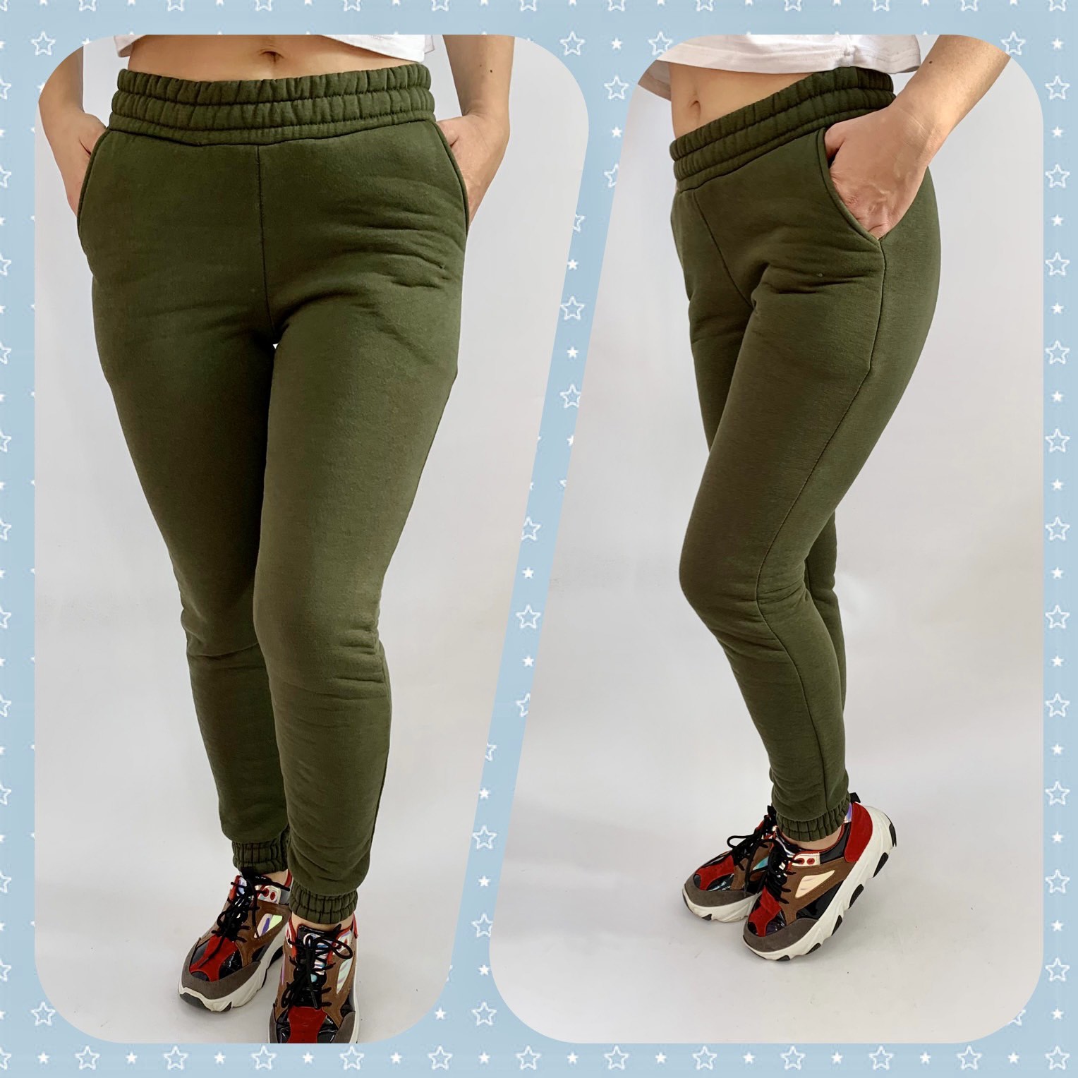 Штаны спорт Sport style (S-XL) 8023 green-old-1 (зима)