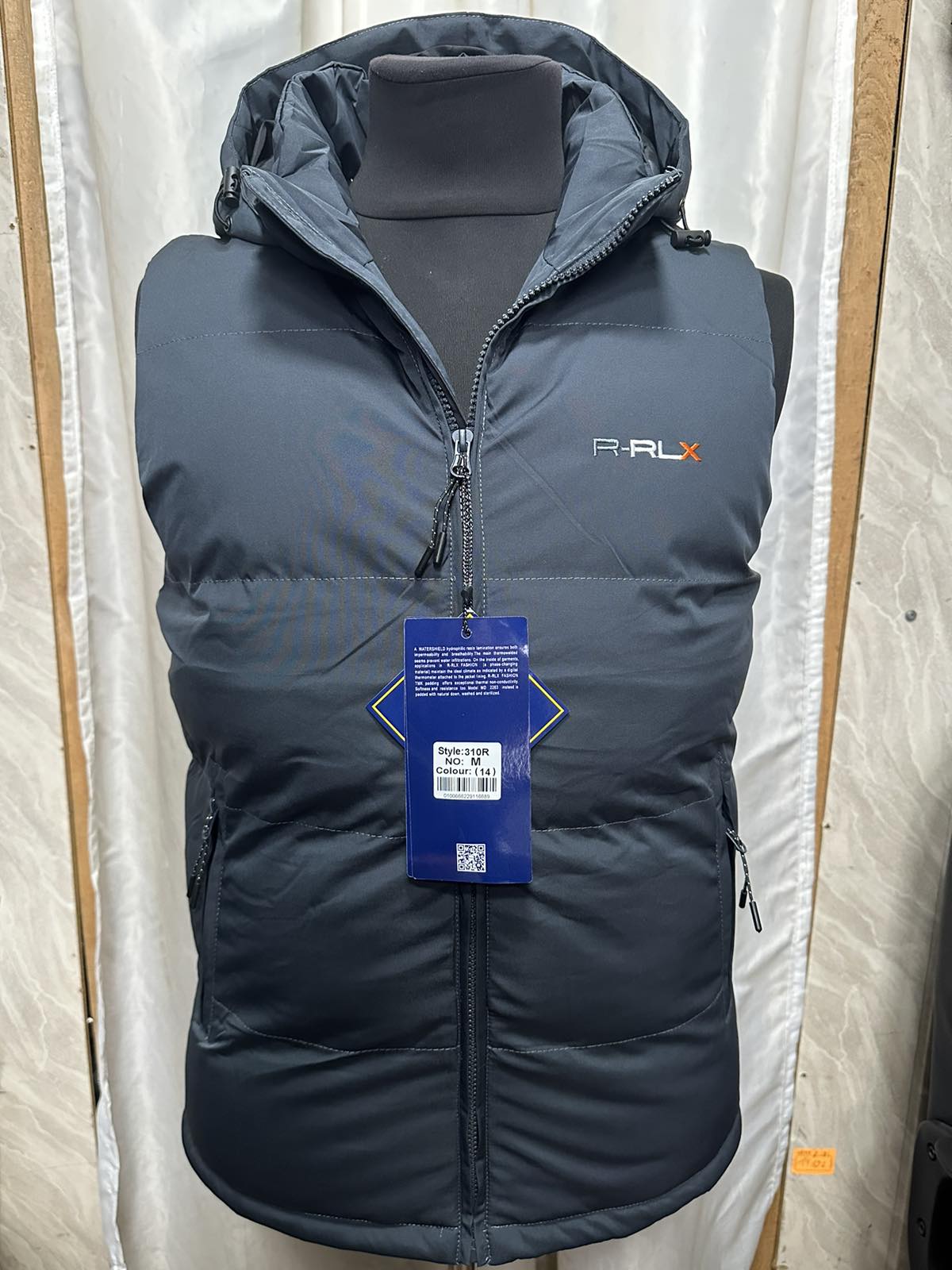 Жилетка RLX (M-3XL) 310 серый (деми)