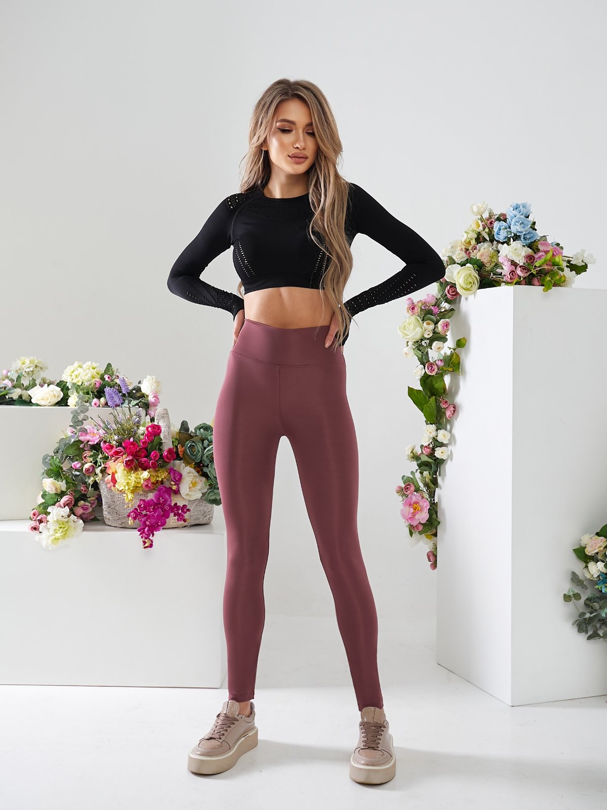 Лосины Sport style (S-2XL) 55-1 brown (деми)