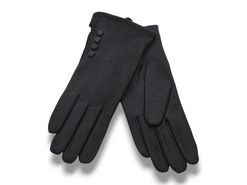 Перчатки КОРОЛЕВА (6.5-8.5) 0603 шк-олень вовна black (зима)