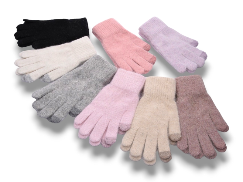 Перчатки КОРОЛЕВА (one size) 7007 ангор.одинар.сенсор mix (зима)