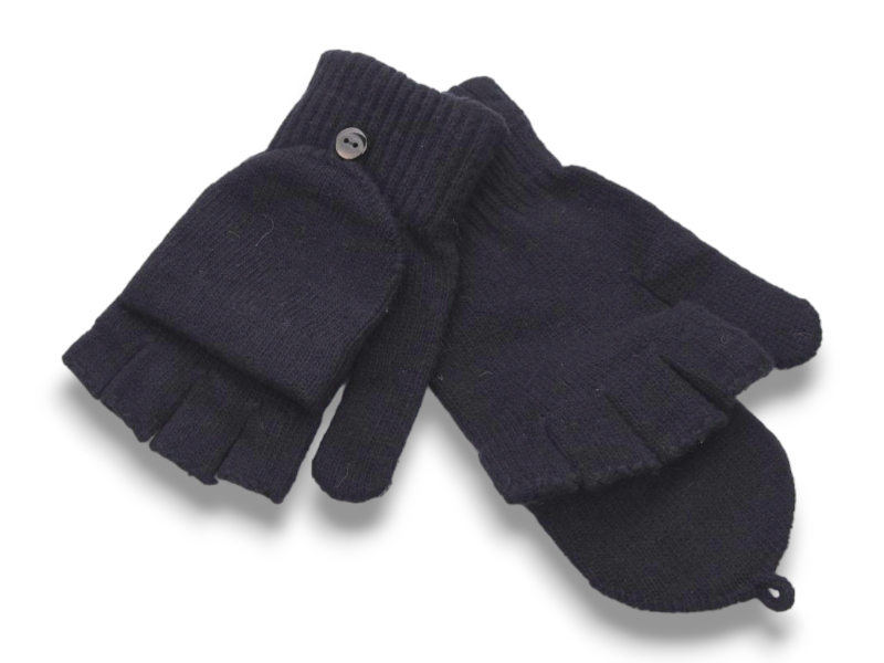 Варежки КОРОЛЕВА (one size) 1301M безпальців black (зима)