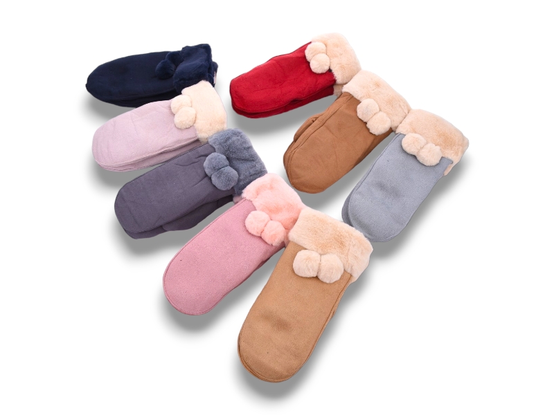 Варежки КОРОЛЕВА (one size) G7831 замш-хутро mix (зима)