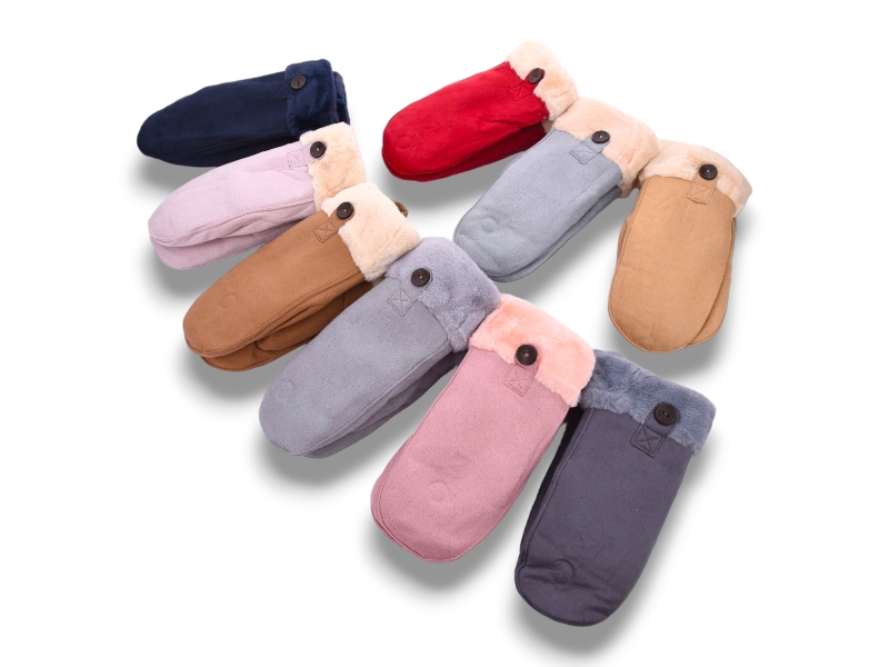 Варежки КОРОЛЕВА (one size) G7833 замш-хутро mix (зима)