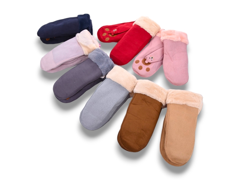 Варежки КОРОЛЕВА (one size) G7839 замш-хутро mix (зима)