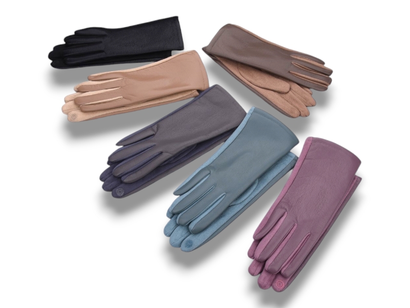 Перчатки КОРОЛЕВА (6.5-8.5) B13-71 кож.зам.плюш-сенс.mix (зима)