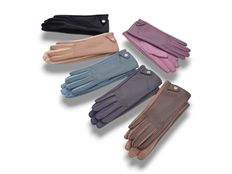 Перчатки КОРОЛЕВА (6.5-8.5) B13-98 кож.зам.плюш-сенс.mix (зима)