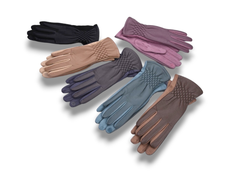 Перчатки КОРОЛЕВА (6.5-8.5) B13-85 кож.зам.плюш-сенс.mix (зима)