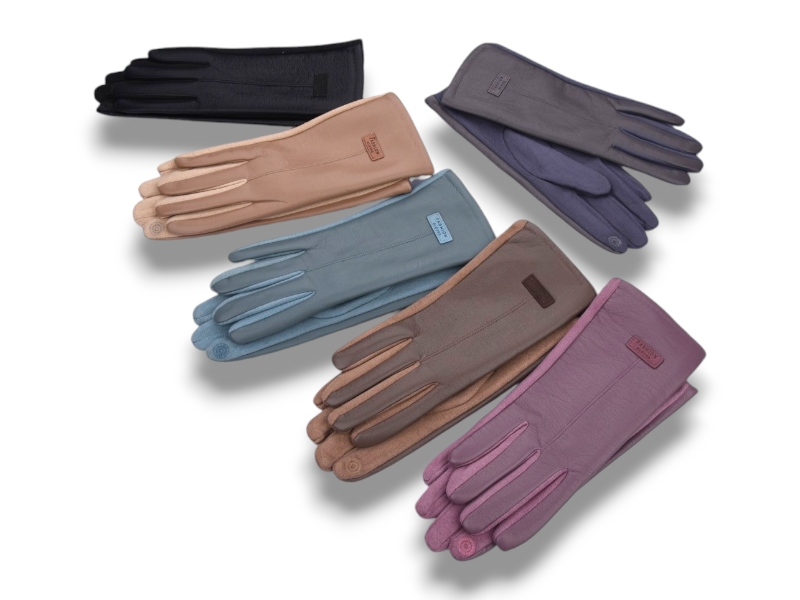 Перчатки КОРОЛЕВА (6.5-8.5) B13-81 кож.зам.плюш-сенс.mix (зима)