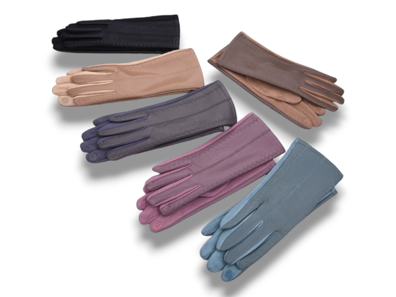 Перчатки КОРОЛЕВА (6.5-8.5) B13-93 кож.зам.плюш-сенс.mix (зима)