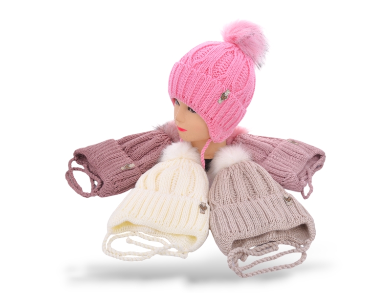 Шапка Angelica (50-54) WU001-4 на флісі mix (зима)