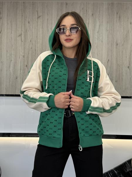 Кофта спорт JJF (L-4XL) 50159 green (зима)