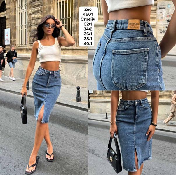 Юбка Jeans Style (32-40) 4501 l.blue (лето)