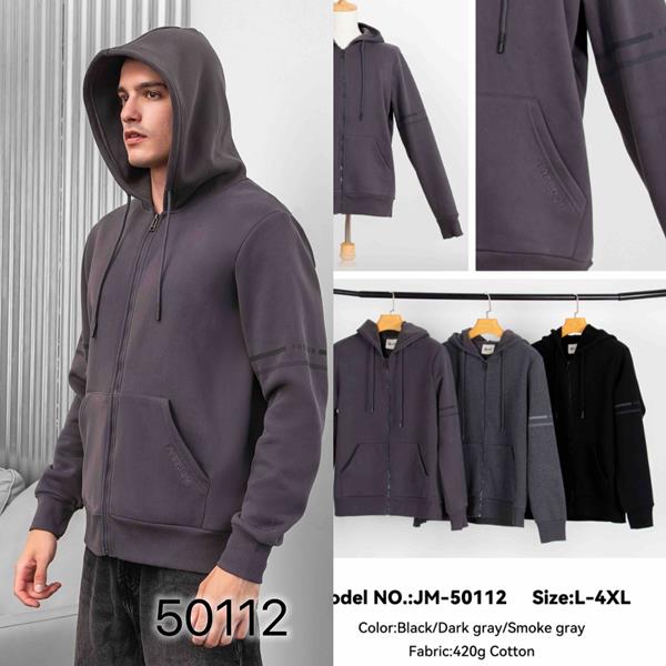 Кофта спорт JJF (L-4XL) 50112 black (зима)