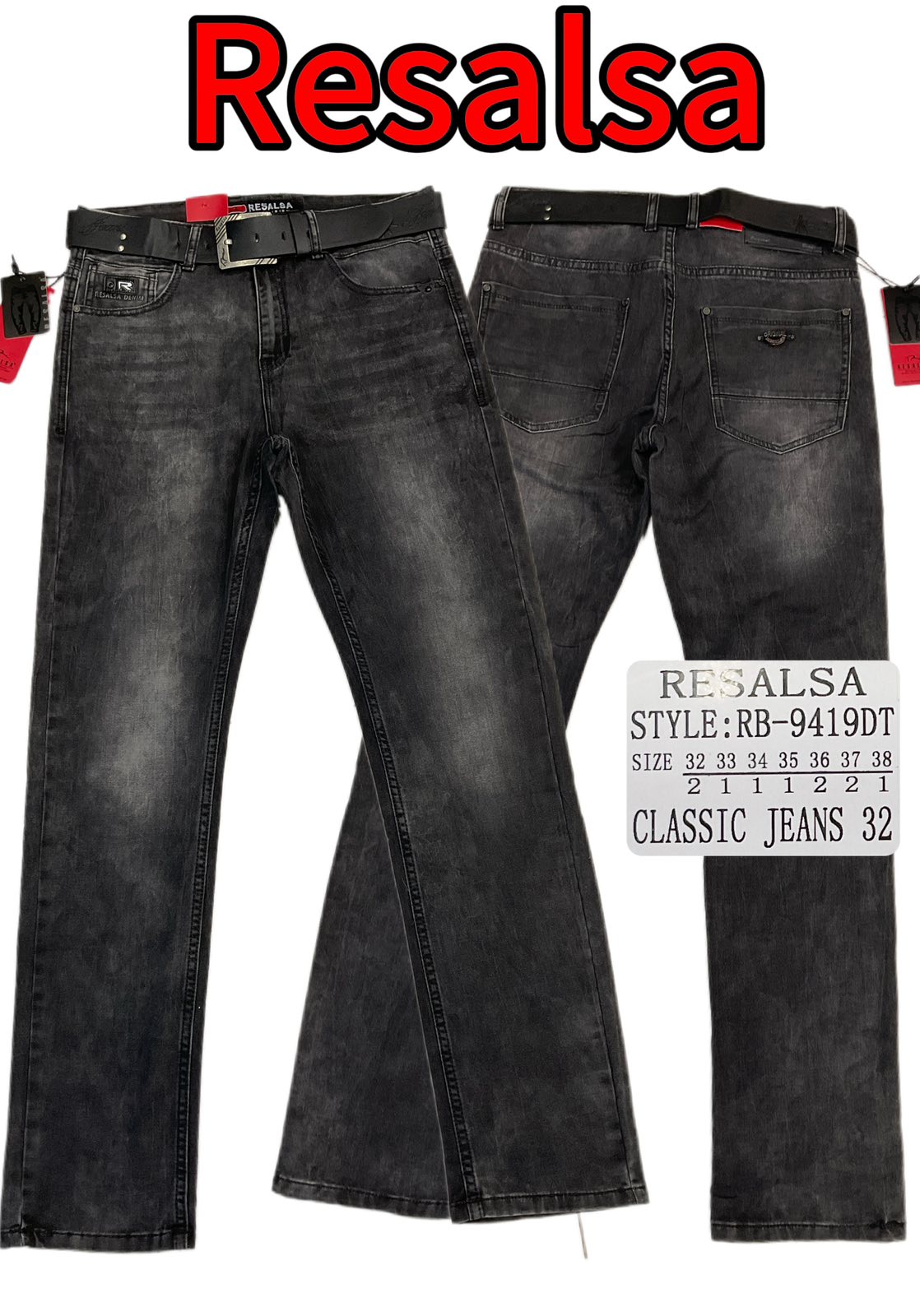 Джинсы God Baron (32-38) RB-9419DT black (деми)