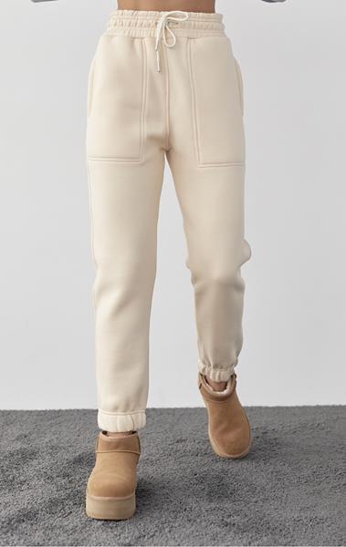 Штаны спорт Karon (S-L) 5128 beige (зима)